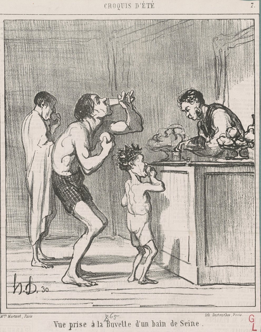 Vista tomada en la cantina de un baño de Honoré Daumier