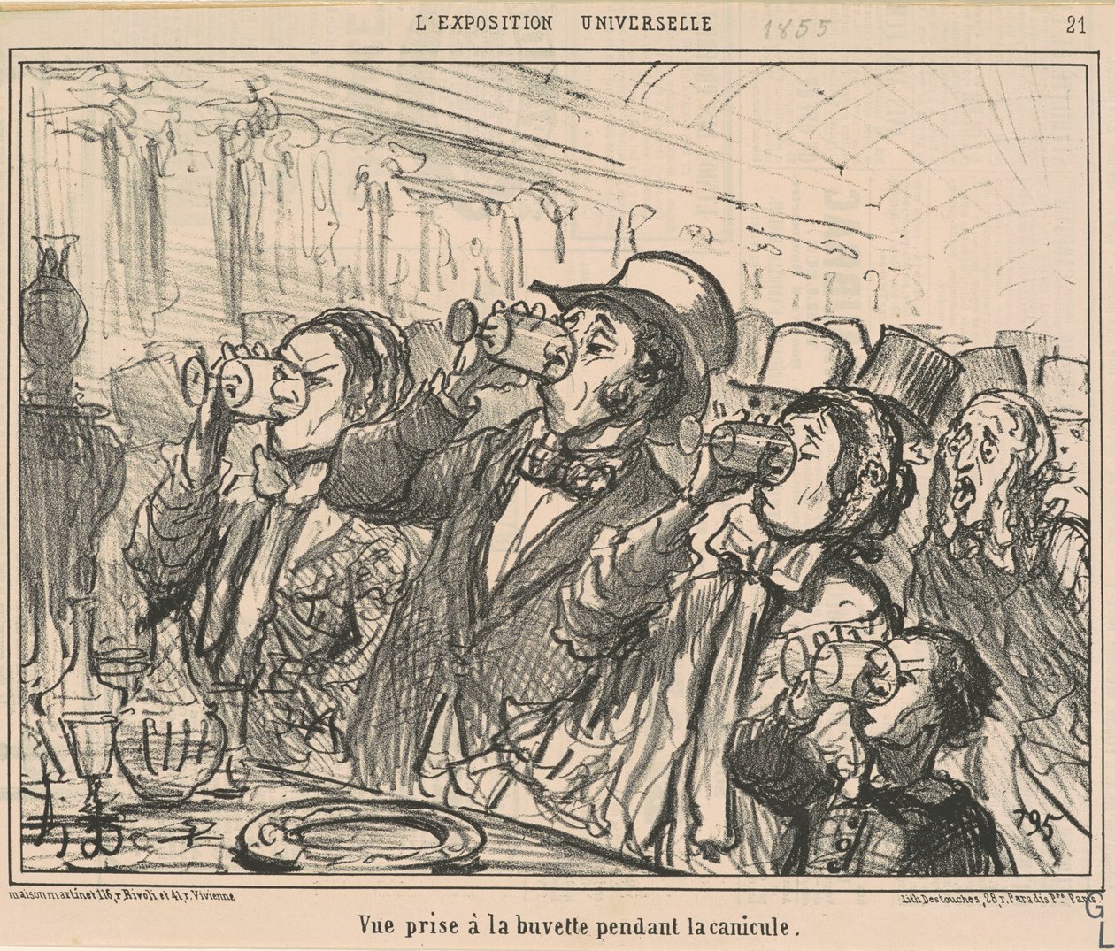 Vista tomada en la fuente durante la canícula de Honoré Daumier