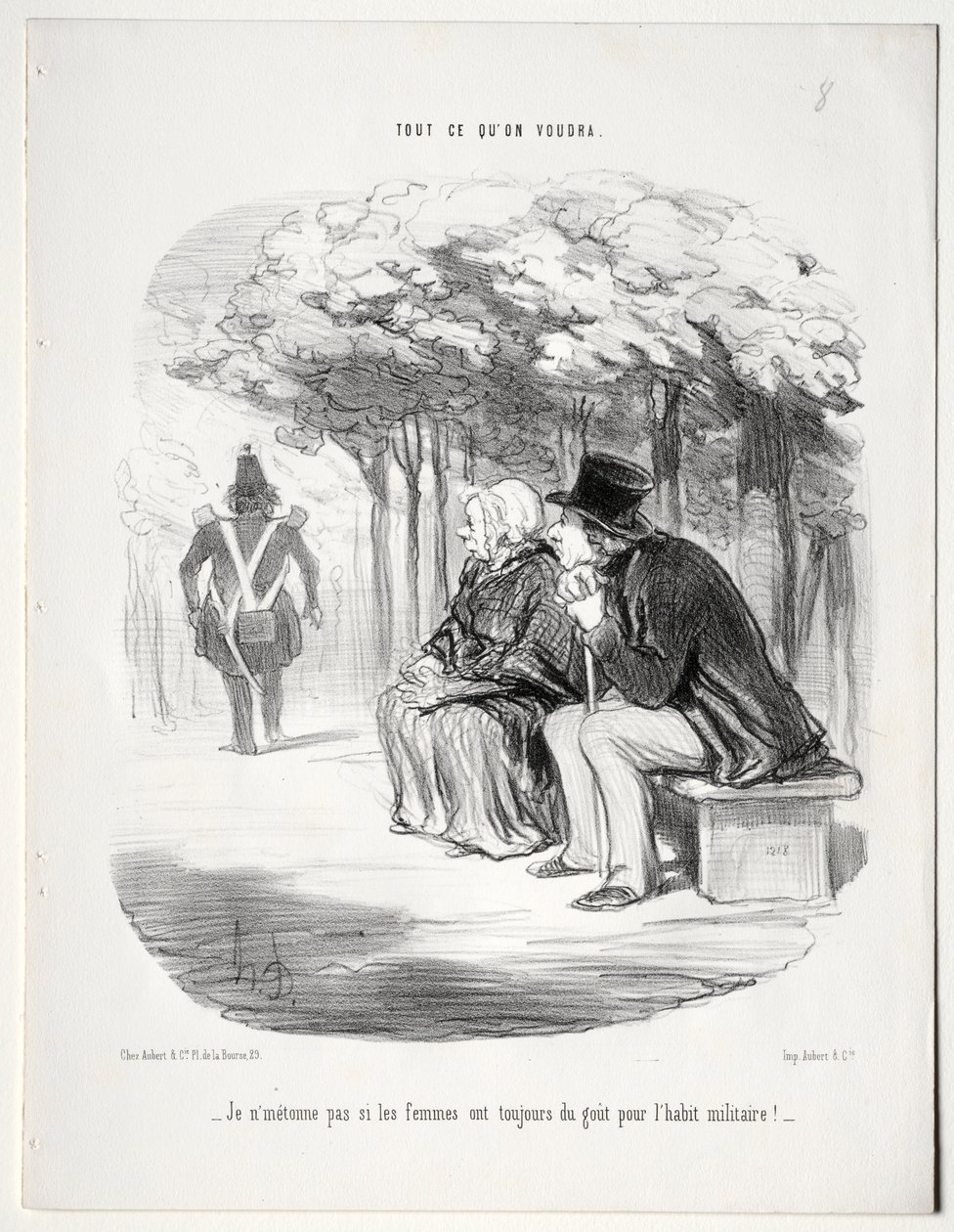 Lo que quieras, placa 51: ¿No me sorprende que las mujeres siempre estén enamoradas del uniforme militar? de Honoré Daumier
