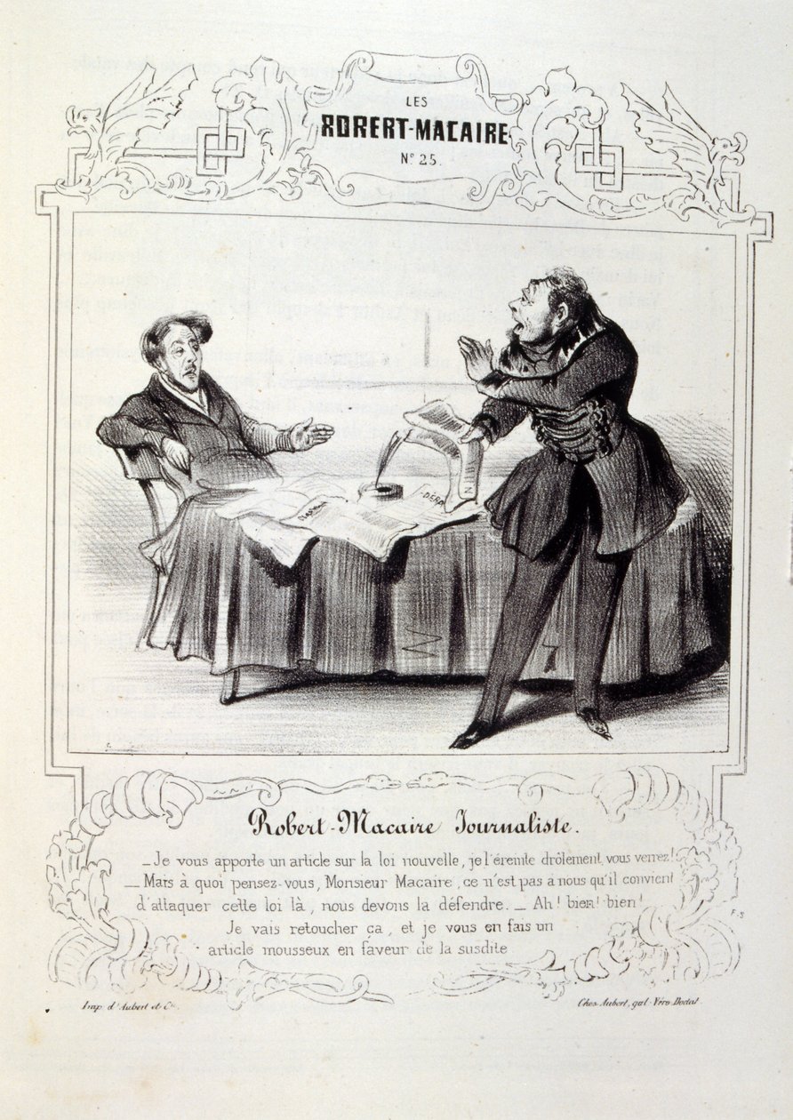 Ilustraciones sobre ideas y leyendas Philipon bajo el título Les Cent y Robert Macaire de Honoré Daumier
