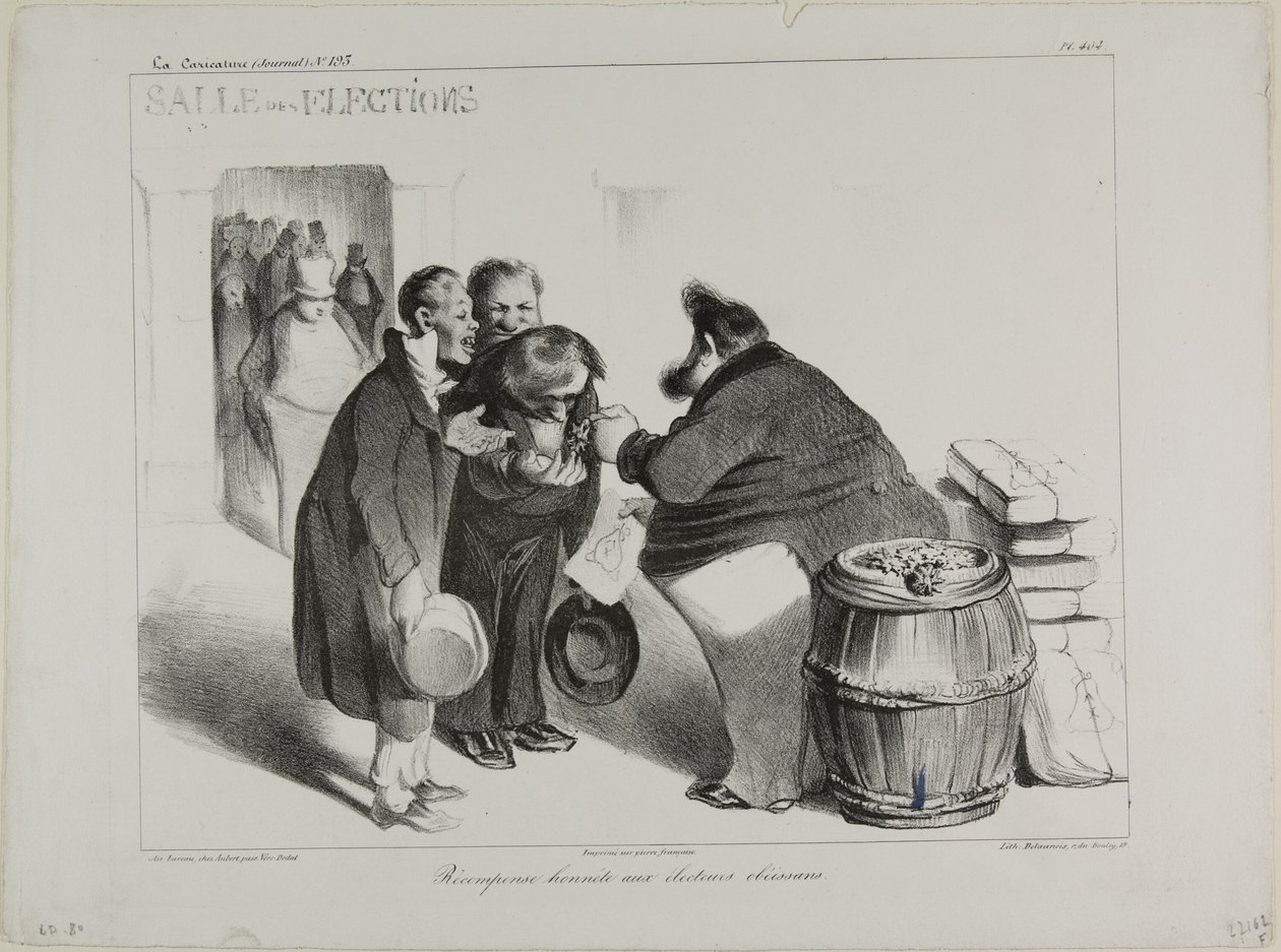 Una justa recompensa a los votantes obedientes, plancha 404 de Honoré Victorin Daumier