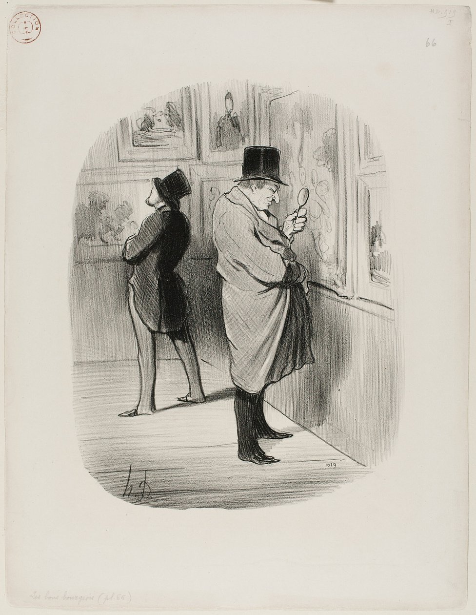 Un verdadero amante del arte, plato 66 de Les Bons Bourgeois de Honoré Victorin Daumier