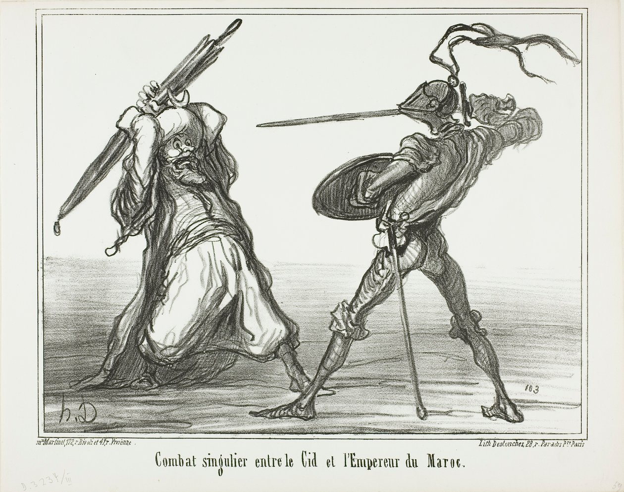 Una batalla insólita entre el Cid y el emperador de Marruecos, lámina 117 de Actualités de Honoré Victorin Daumier