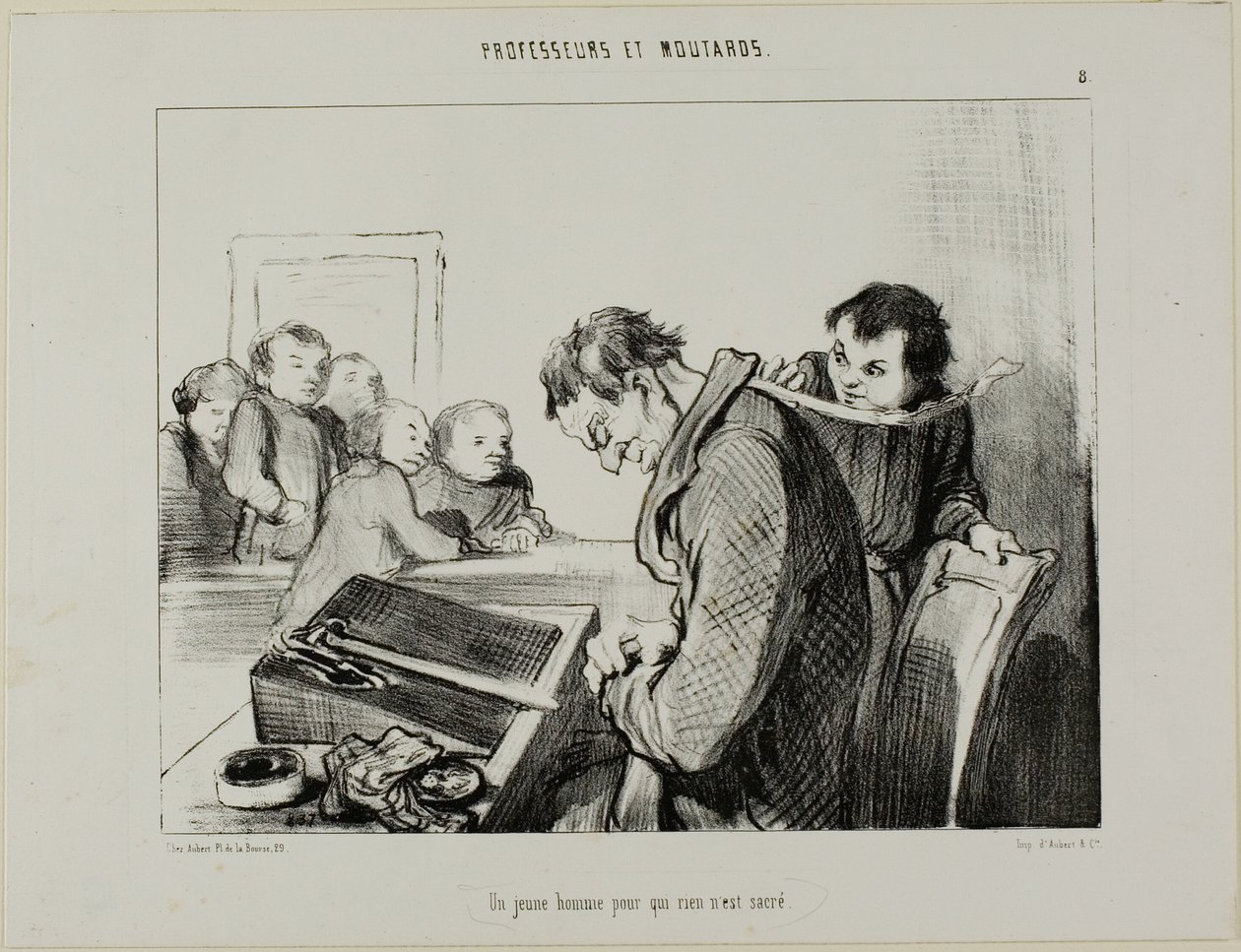 A Young Man to Whom Nothing is Sacred, lámina 8 de Professeurs Et Moutards de Honoré Victorin Daumier
