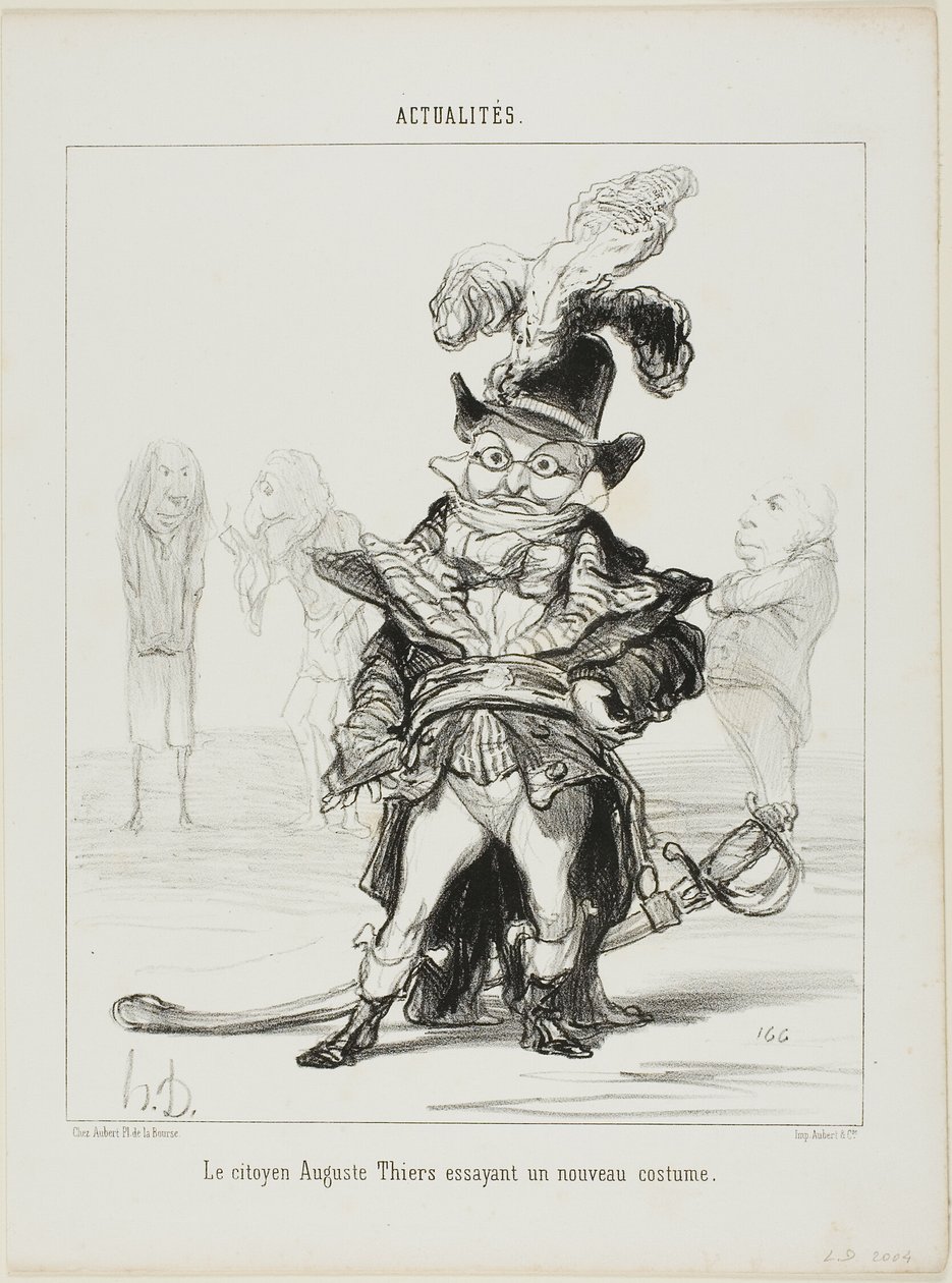 Ciudadano Thiers probándose un nuevo traje, lámina 114 de Actualités de Honoré Victorin Daumier