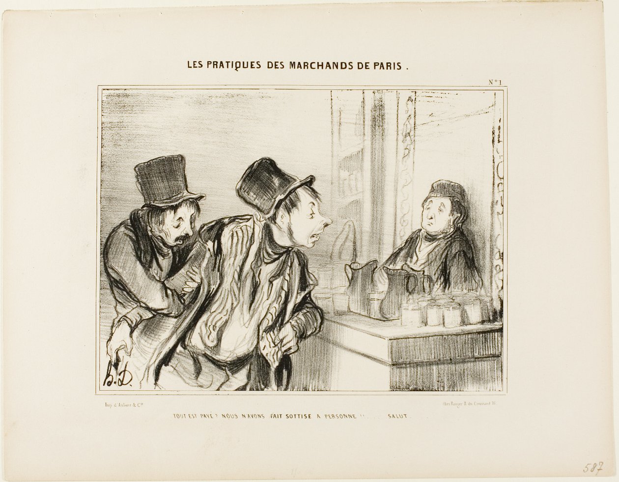 "¿Todo está pagado Y no insultamos a nadie... Adiós", plancha 31 de Types Parisiens de Honoré Victorin Daumier