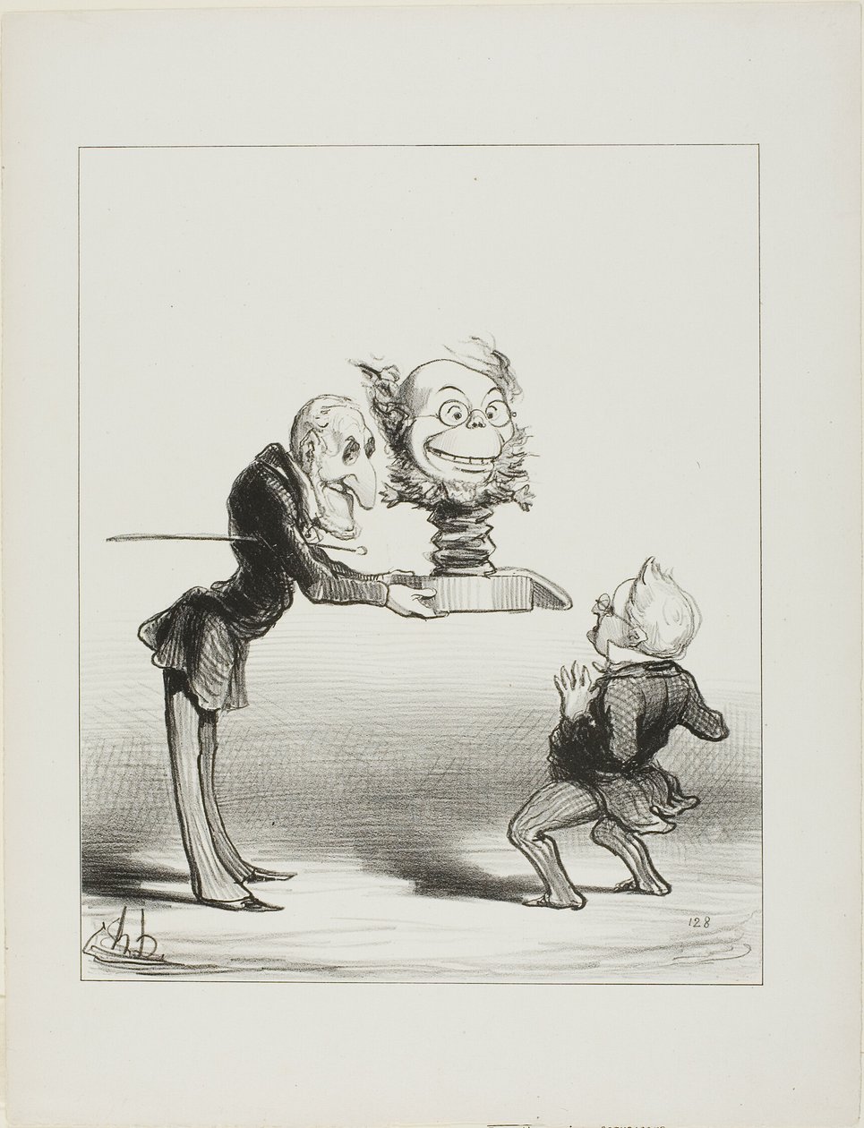 El padre Molé llevando regalos de Año Nuevo al pequeño Thiers, lámina 62 de Actualités de Honoré Victorin Daumier