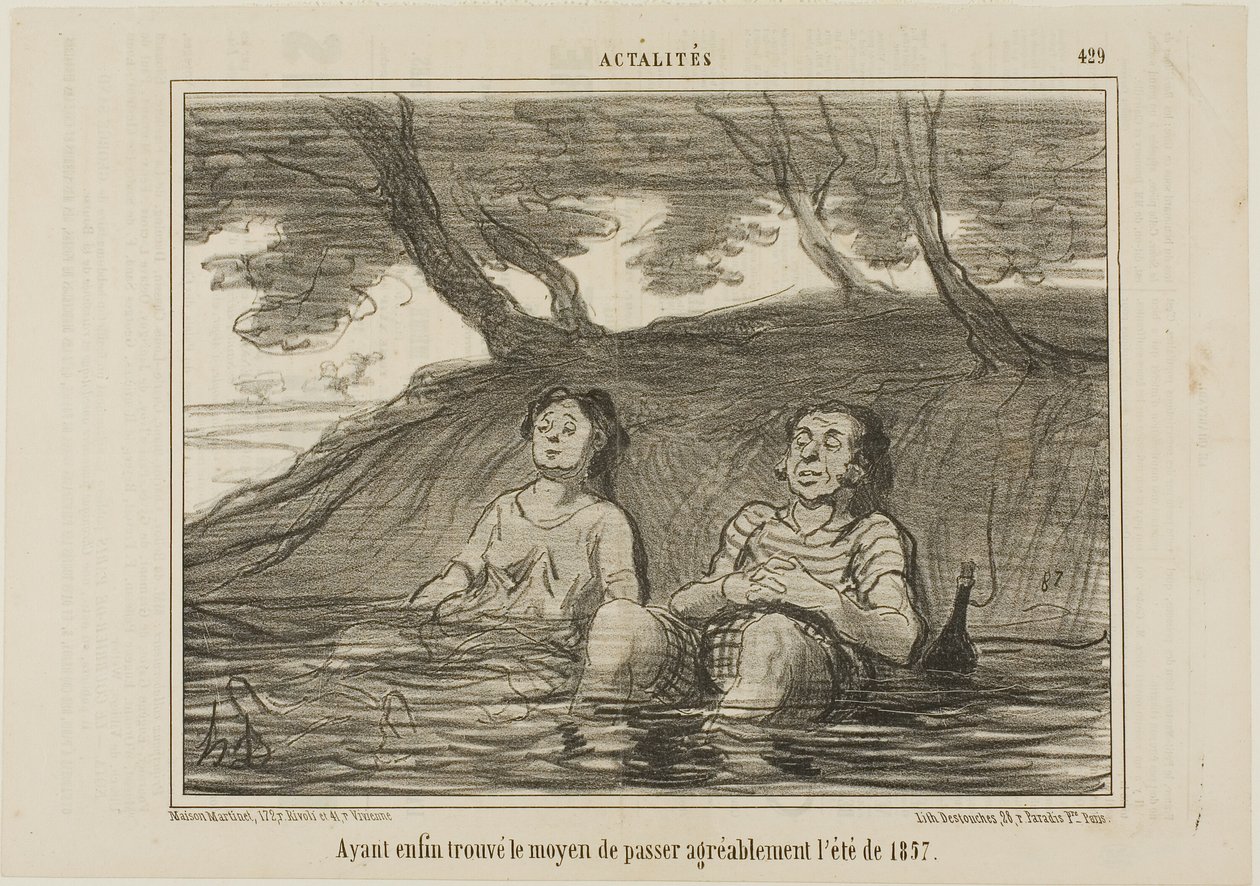 Habiendo encontrado por fin la solución para pasar el verano de 1857 de forma agradable, la lámina 429 de Actualités de Honoré Victorin Daumier