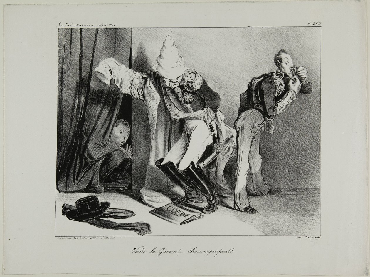 "¡Es la guerra! ...¡Sálvese quien pueda!," placa 460 de Honoré Victorin Daumier