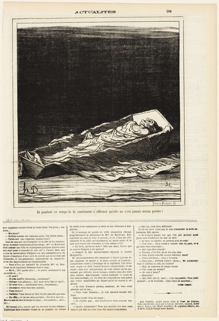 Mientras tanto, siguen insistiendo en que nunca ha estado mejor, placa 183 de Actualités de Honoré Victorin Daumier