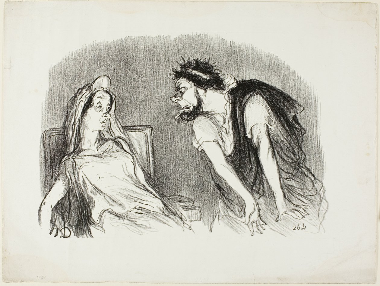 Oedipe. "- Cuando mi espada cortó en su corazón sangrante - Usted está temblando Madame - Fue entonces cuando el mundo se desmoronaba," placa diez de Physionomies tragiques de Honoré Victorin Daumier