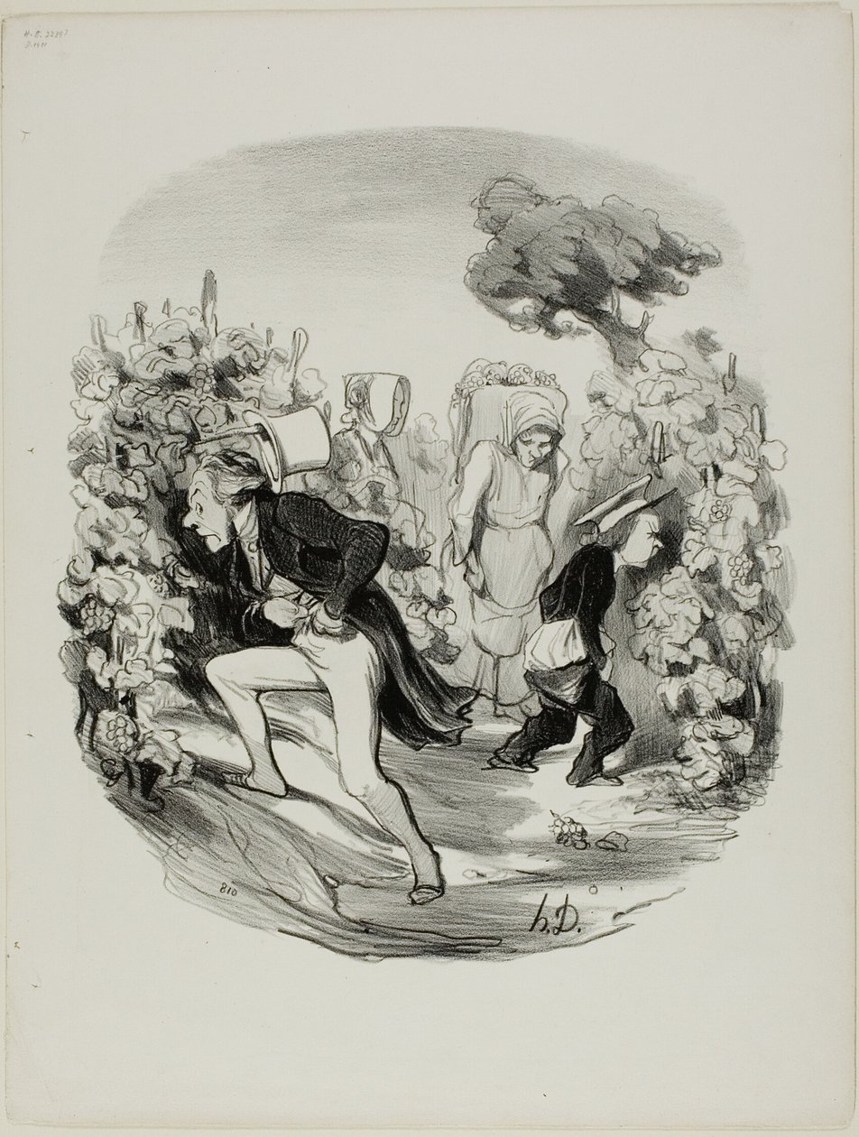 ¡Oh ráfaga! ... ¡las uvas realmente no son buenas este año!, plato 24 de Pastorales de Honoré Victorin Daumier