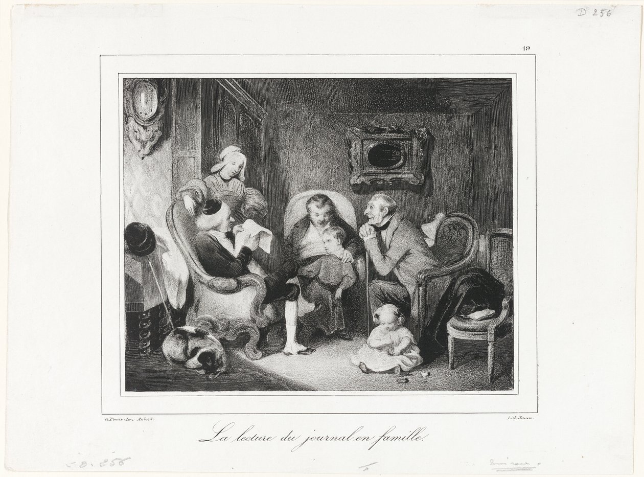 Lectura del periódico en el círculo familiar de Honoré Victorin Daumier