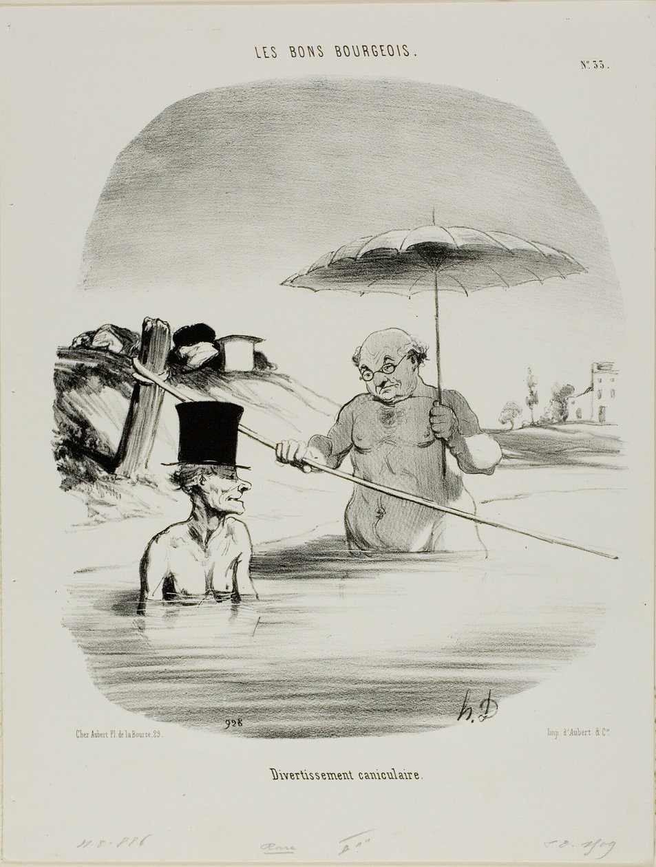 Relajación durante los días de perros, plato 33 de Les Bons Bourgeois de Honoré Victorin Daumier