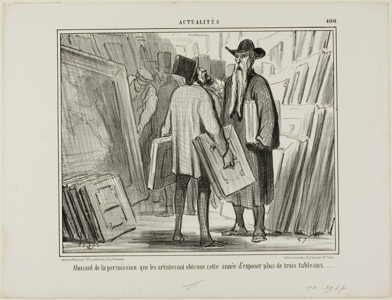 Algunos artistas aprovechan el permiso de este año para exponer más de tres cuadros, placa 400 de Actualités de Honoré Victorin Daumier