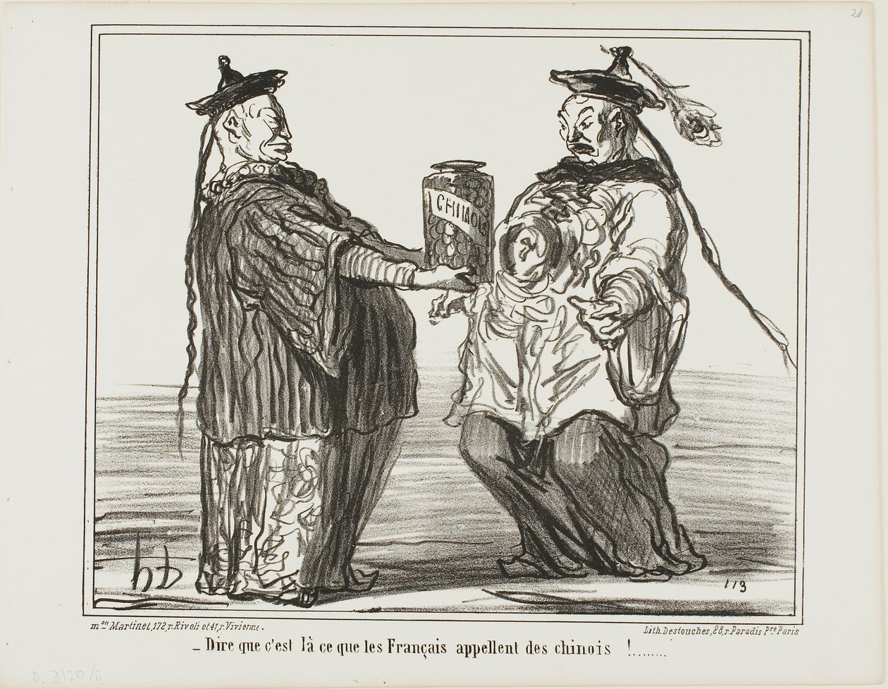 Extraño... esto es lo que los franceses llaman "Chinois", plato 21 de En Chine de Honoré Victorin Daumier