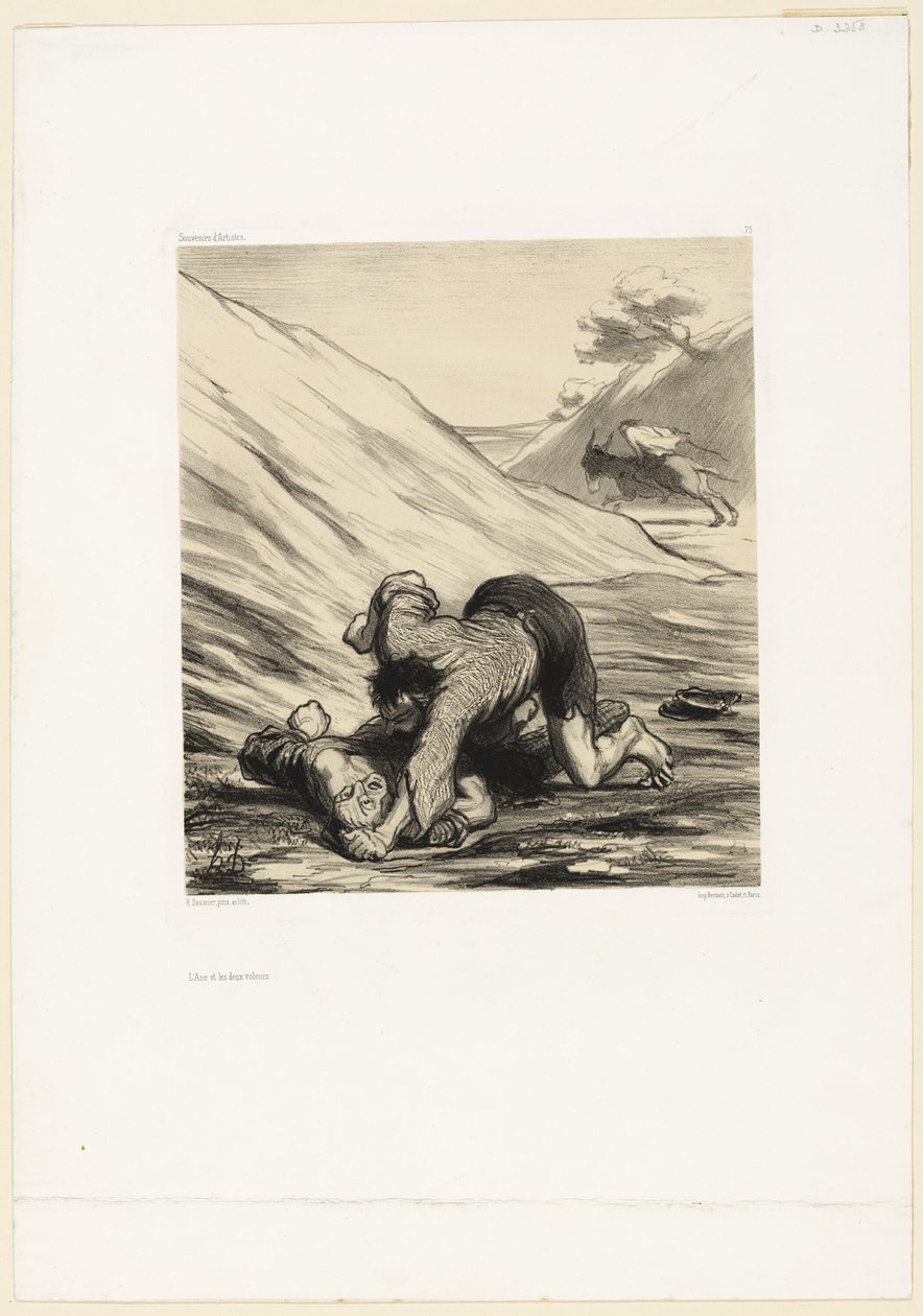 El asno y dos ladrones, lámina 75 de Recuerdos de artistas de Honoré Victorin Daumier