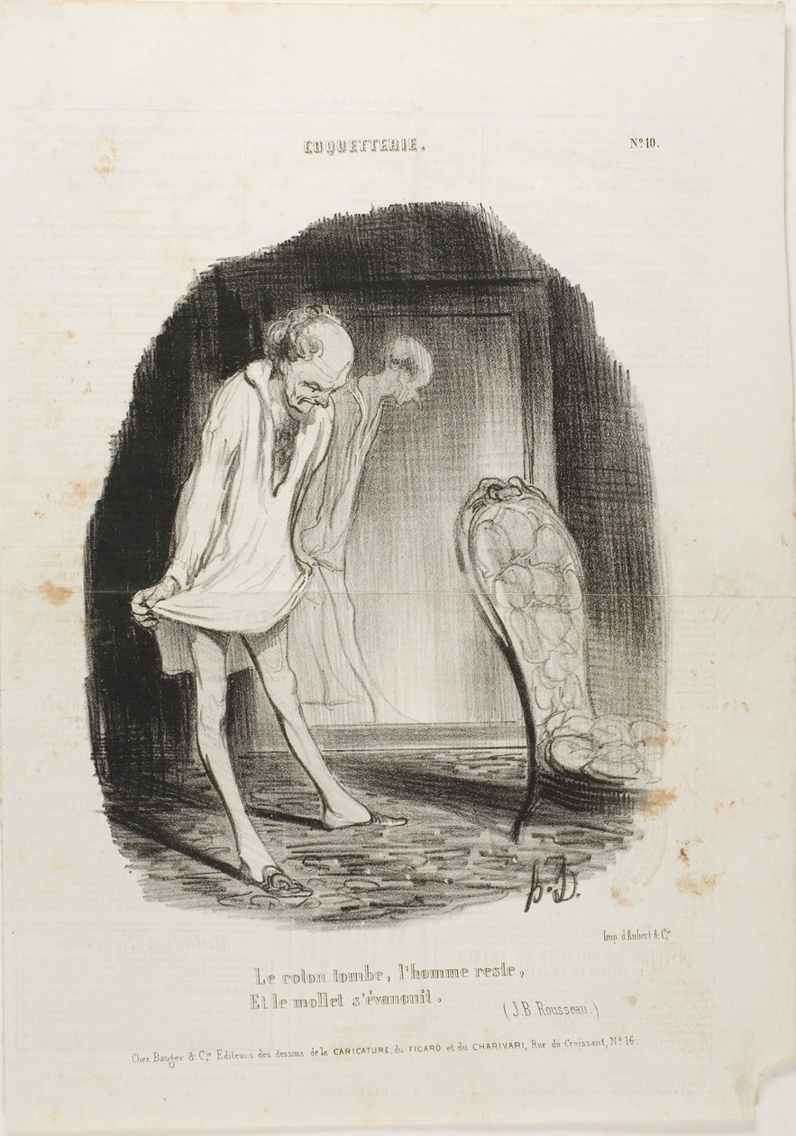 El vestido cae, el hombre permanece y las piernas tiemblan. (J.B. Rousseau), lámina 10 de Coquetterie de Honoré Victorin Daumier
