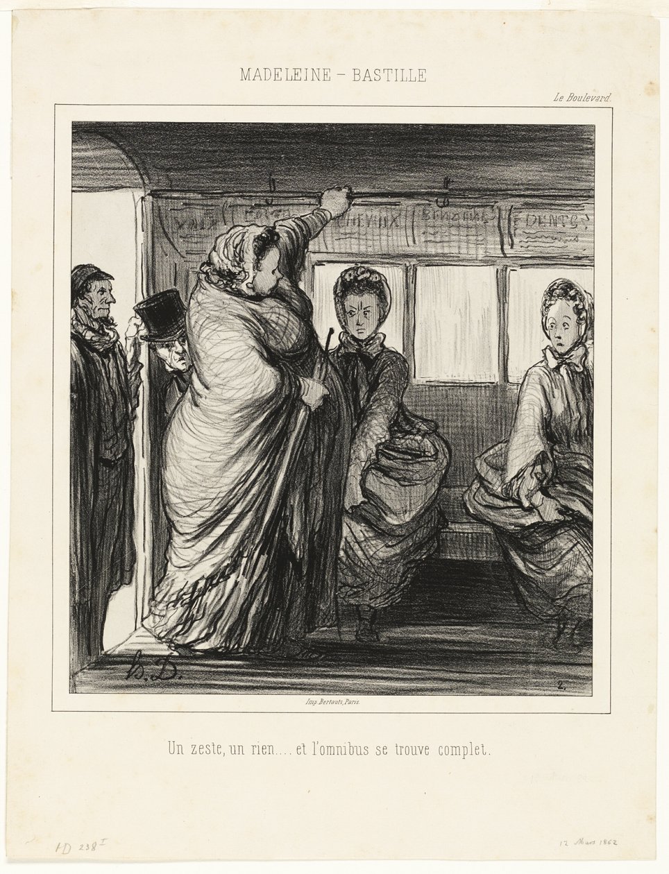 La línea de autobús Madeleine-Bastille. Una nimiedad, una nada... y el autobús está lleno de Honoré Victorin Daumier