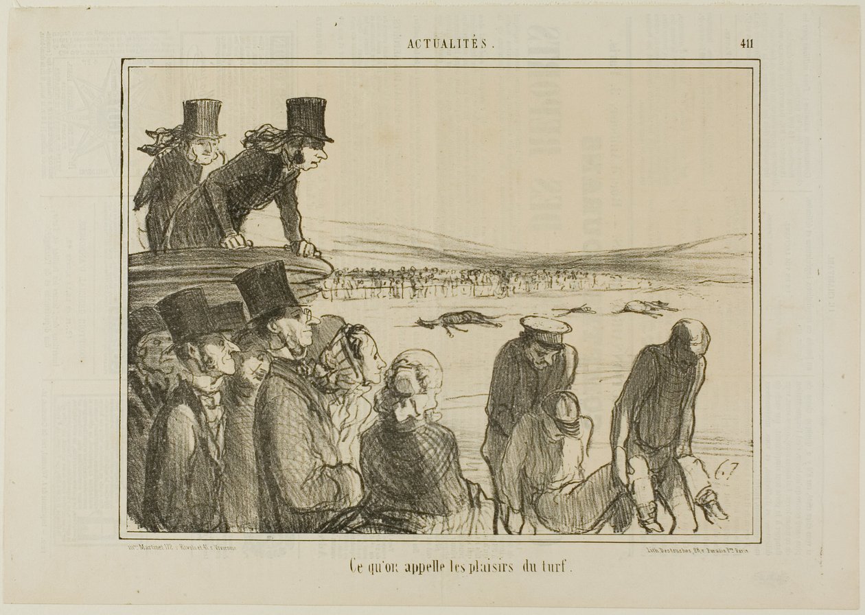 Estas son las alegrías de las carreras de caballos, placa 411 de Actualités de Honoré Victorin Daumier