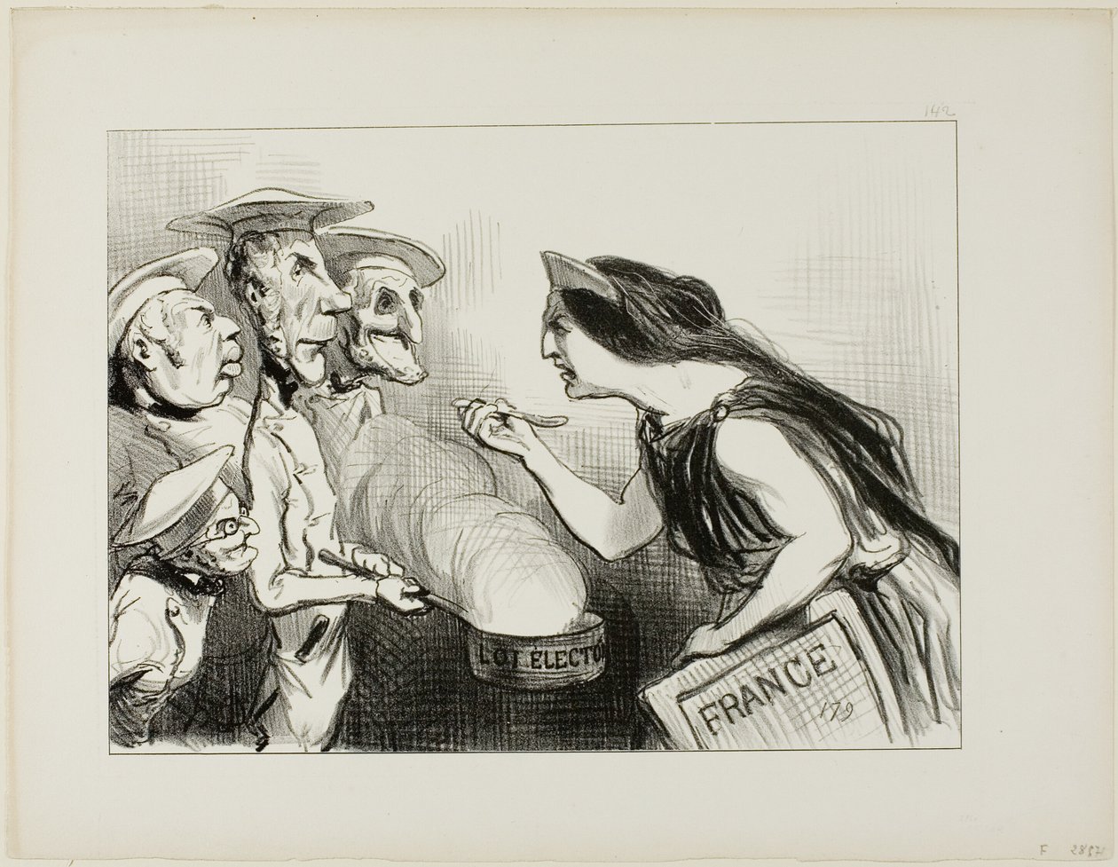 Demasiados cocineros estropean el caldo. "- Esto sí que sabe a mala cocina", plato 142 de Actualités de Honoré Victorin Daumier