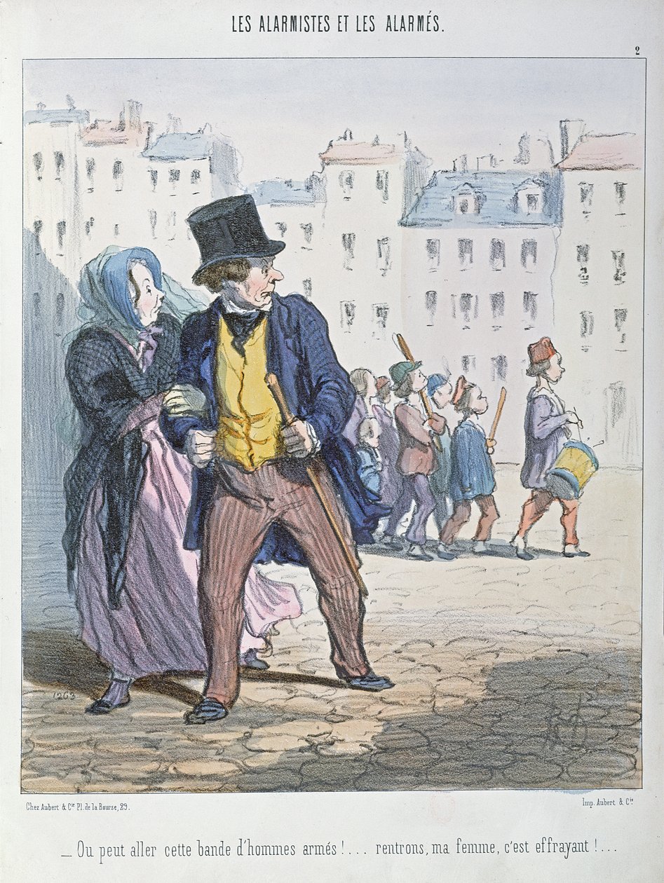 Los alarmistas y los alarmados, 1848 de Honoré Daumier