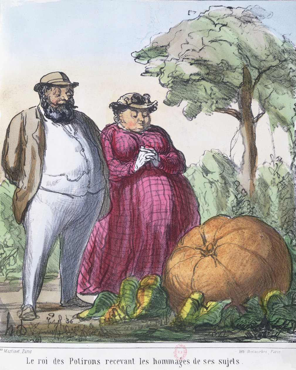 El Rey de las Calabazas recibiendo el homenaje de sus súbditos de Honoré Daumier