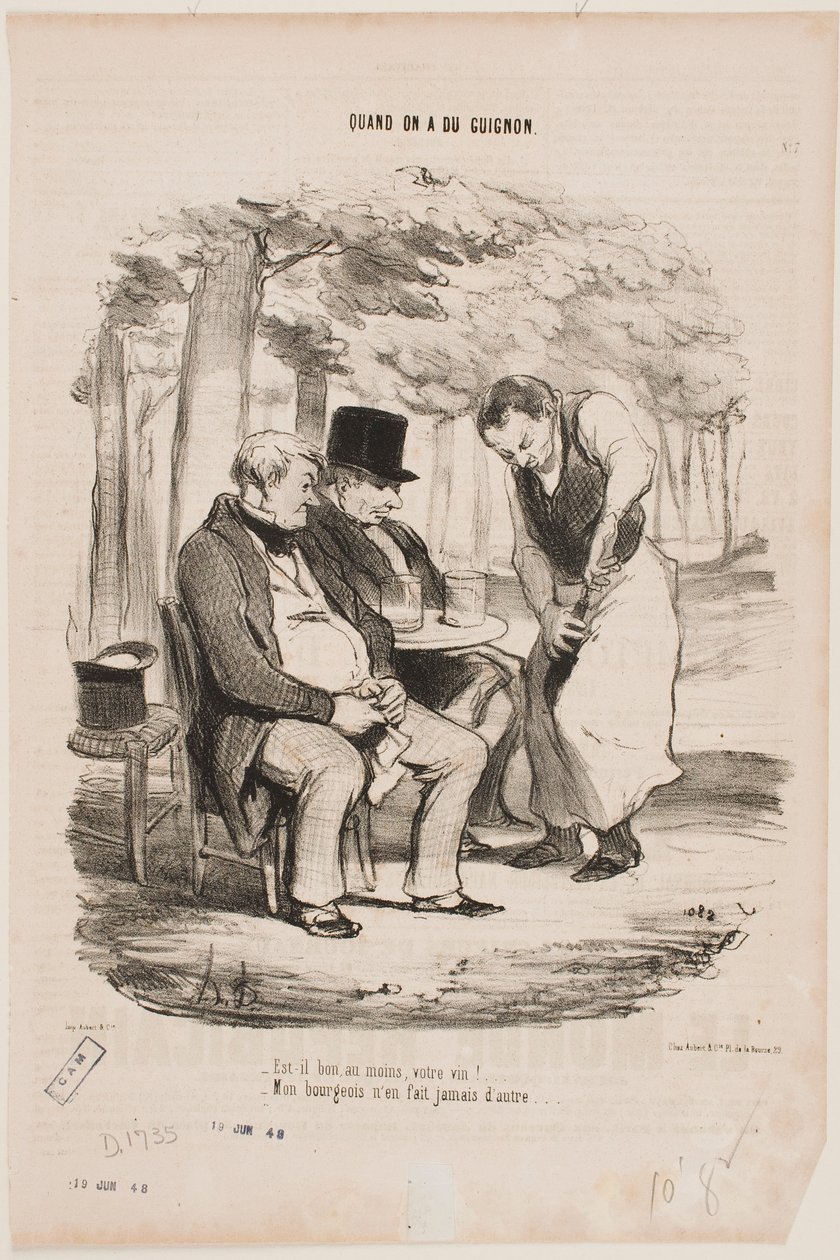 «¿Al menos su vino es bueno?» «Mi amo nunca hace otro.» de Honoré Daumier