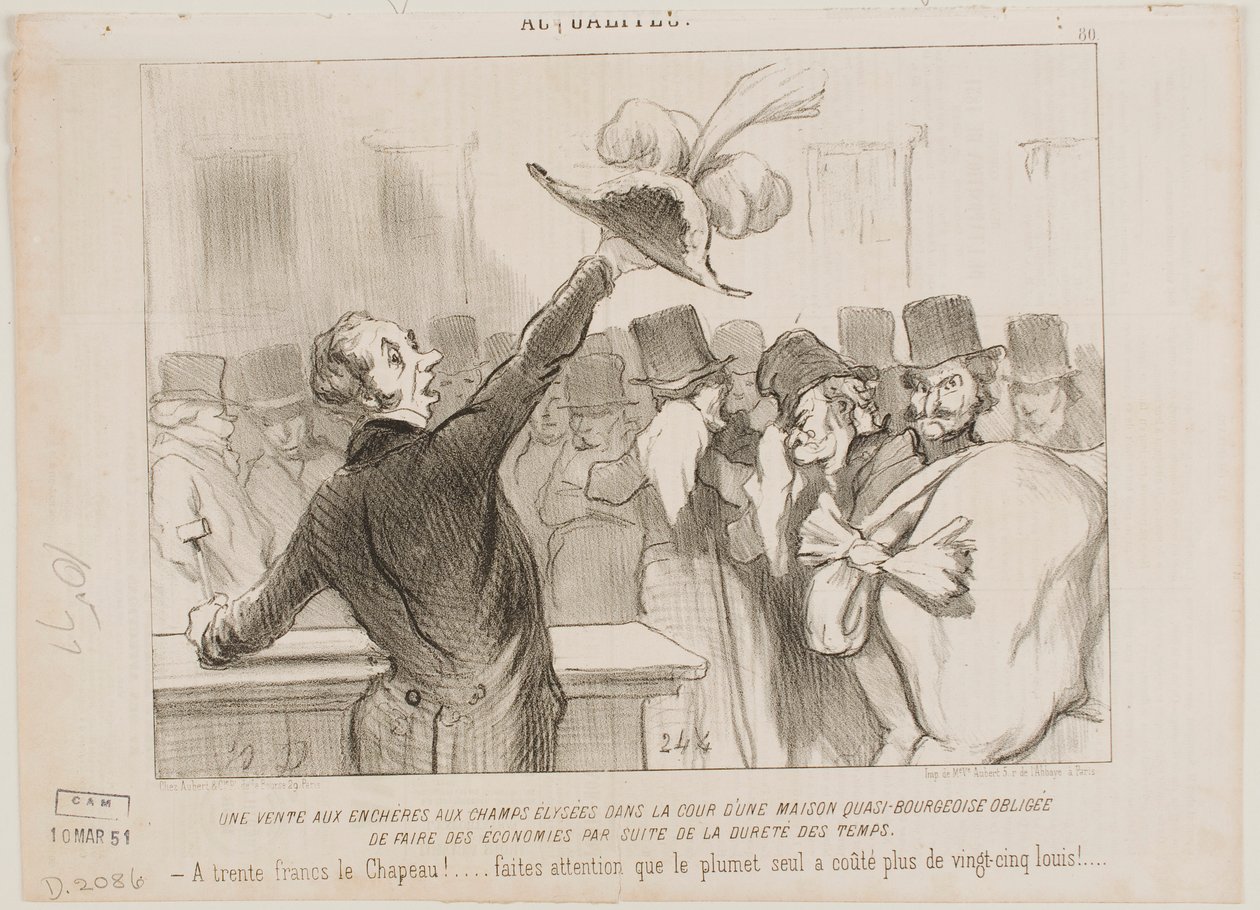 Una subasta en una casa de clase media de Honoré Daumier