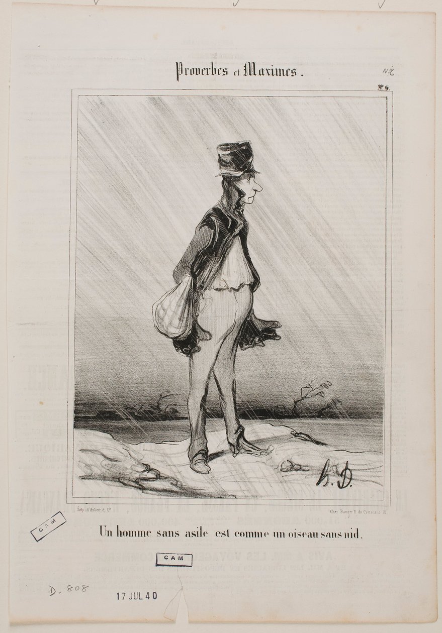 Un hombre sin refugio es como un pájaro sin nido. de Honoré Daumier