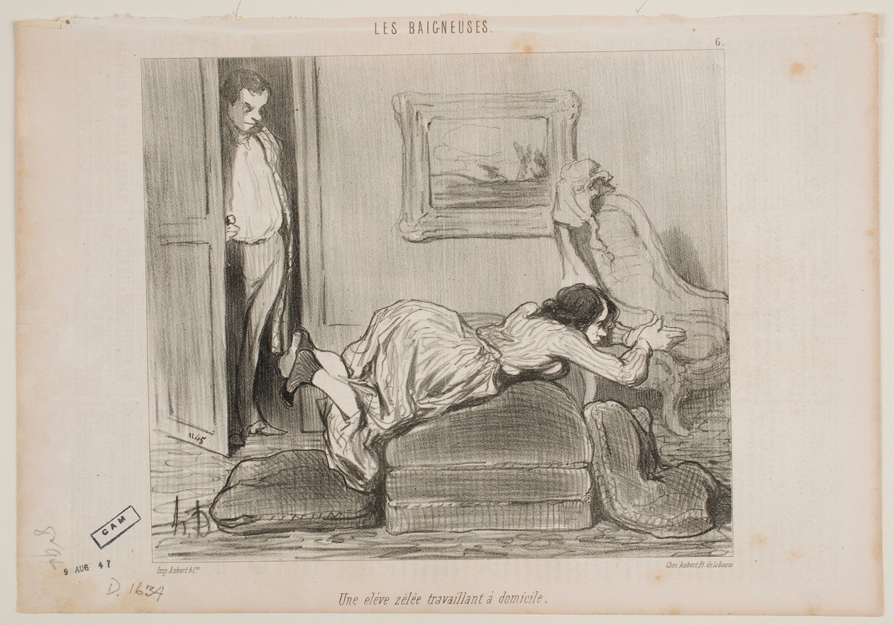 Un estudiante aplicado estudia desde casa de Honoré Daumier