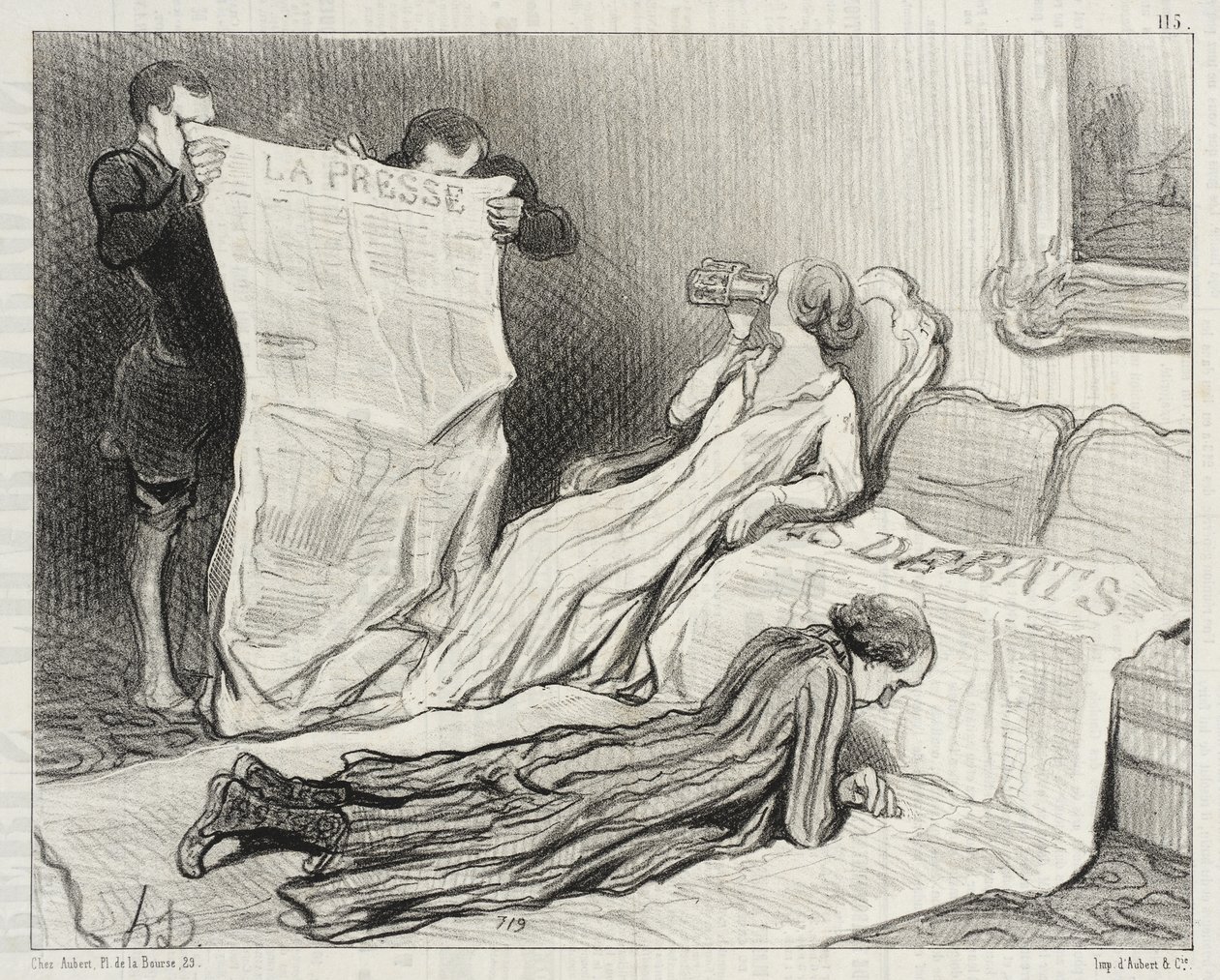 Suscriptores que reciben su periódico... de Honoré Daumier