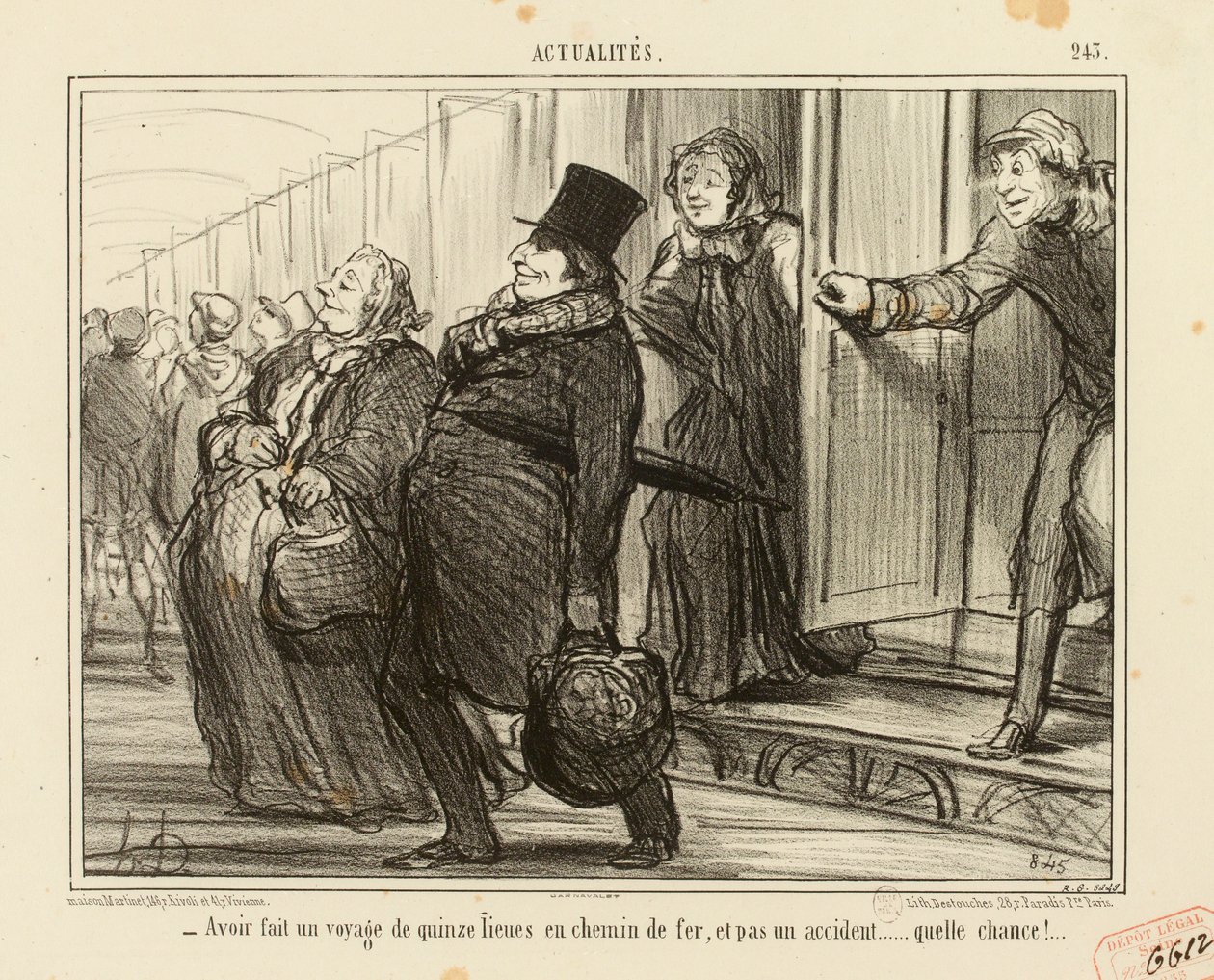 Actualidades n.º 245: - Haber hecho un viaje de quince leguas en ferrocarril, y ni un accidente... de Honoré Daumier