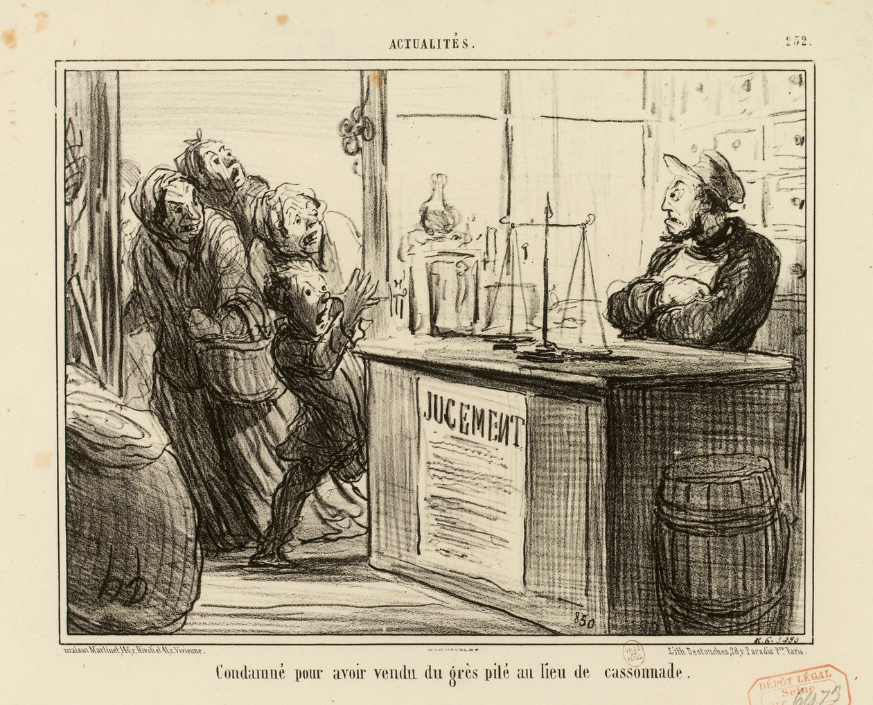 Actualidades n.º 252: Condenado por haber vendido arenisca molida en lugar de azúcar moreno. de Honoré Daumier