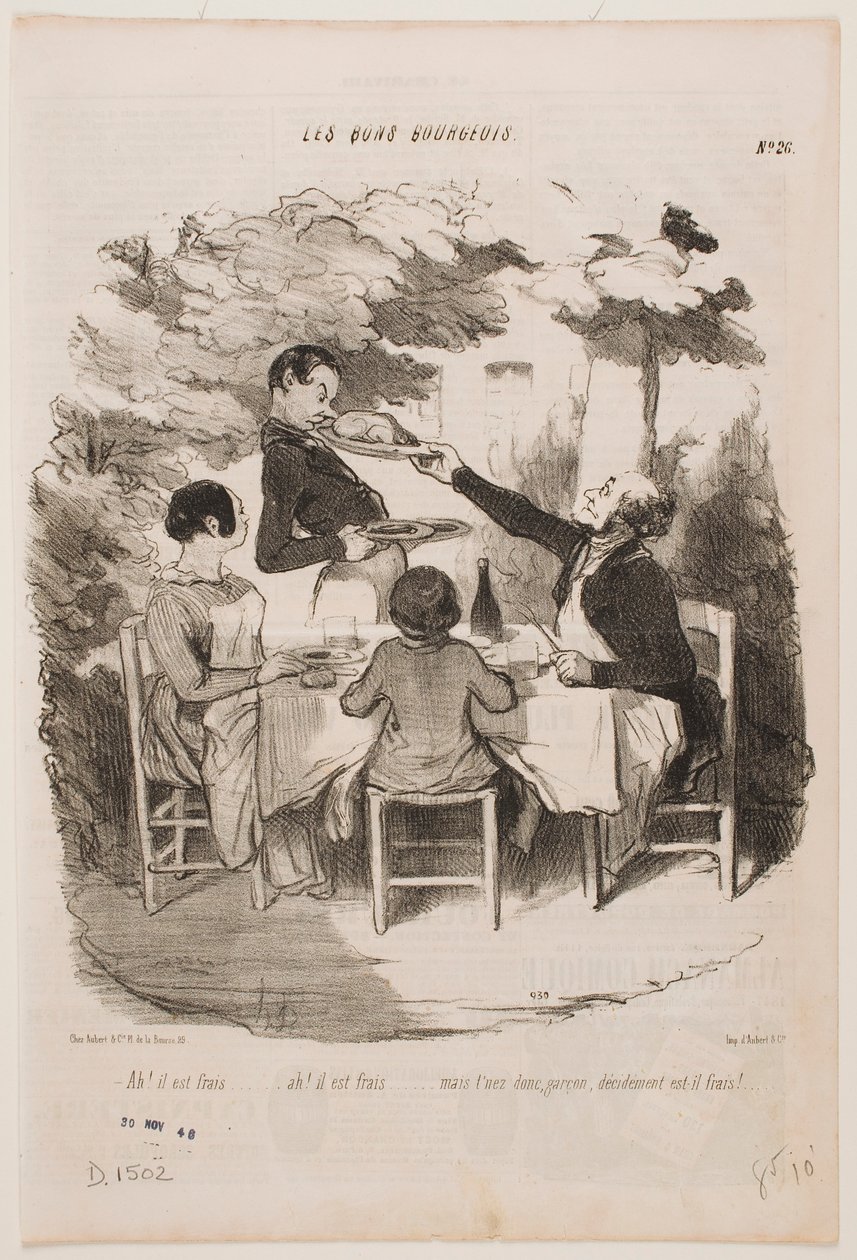 ¡Ah, está fresco, está fresco! ... Huélalo usted mismo, camarero, ¿dice que está fresco? ... de Honoré Daumier