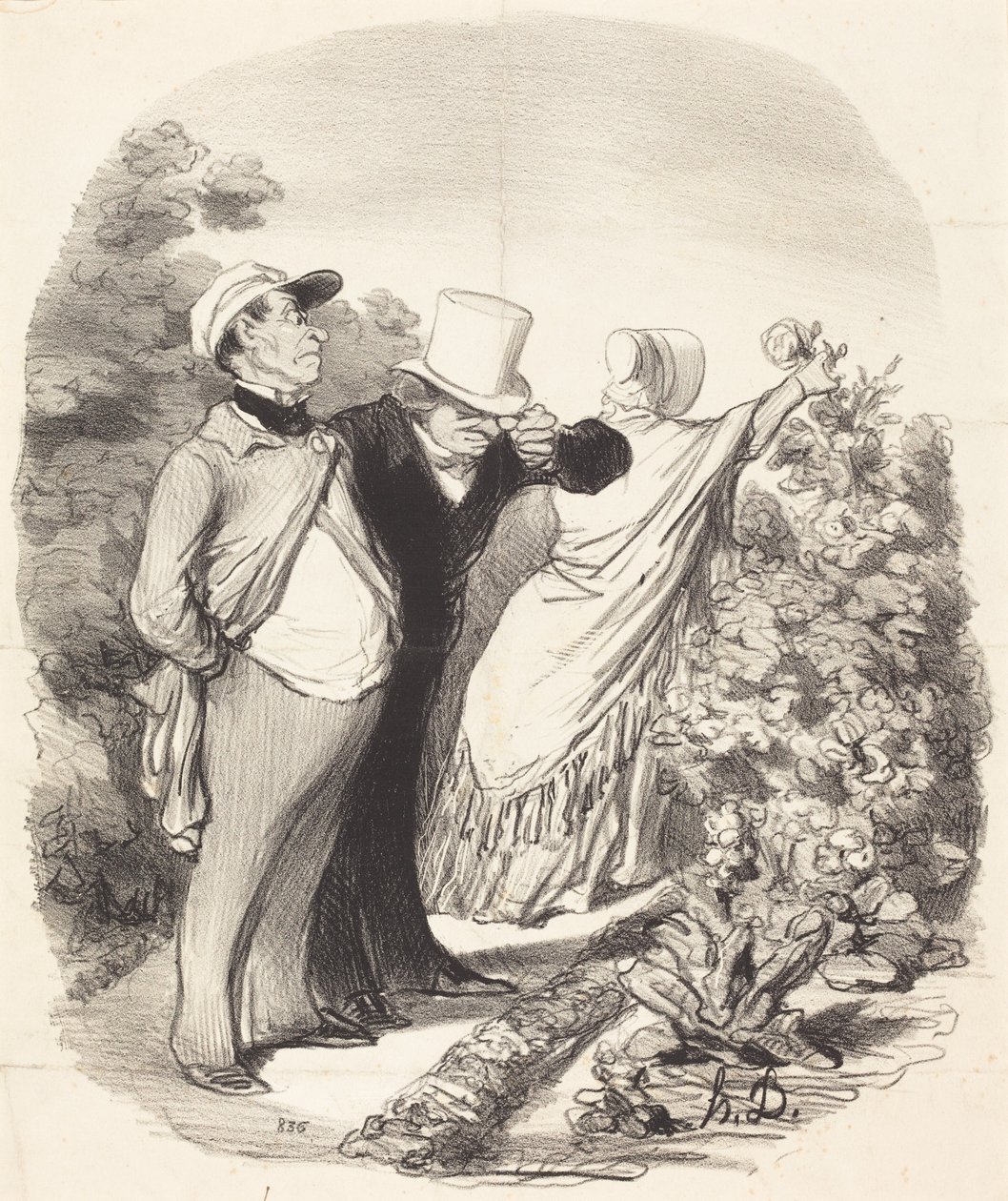 ¡Vaya!... ahí está recogiéndome una rosa... de Honoré Daumier