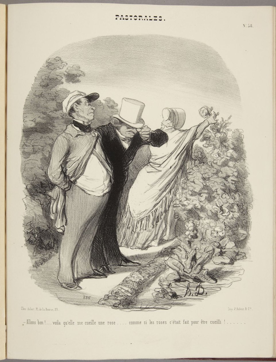 ¡Vaya!... ahora me coge una rosa... ¡como si las rosas estuvieran hechas para ser cogidas!... de Honoré Daumier