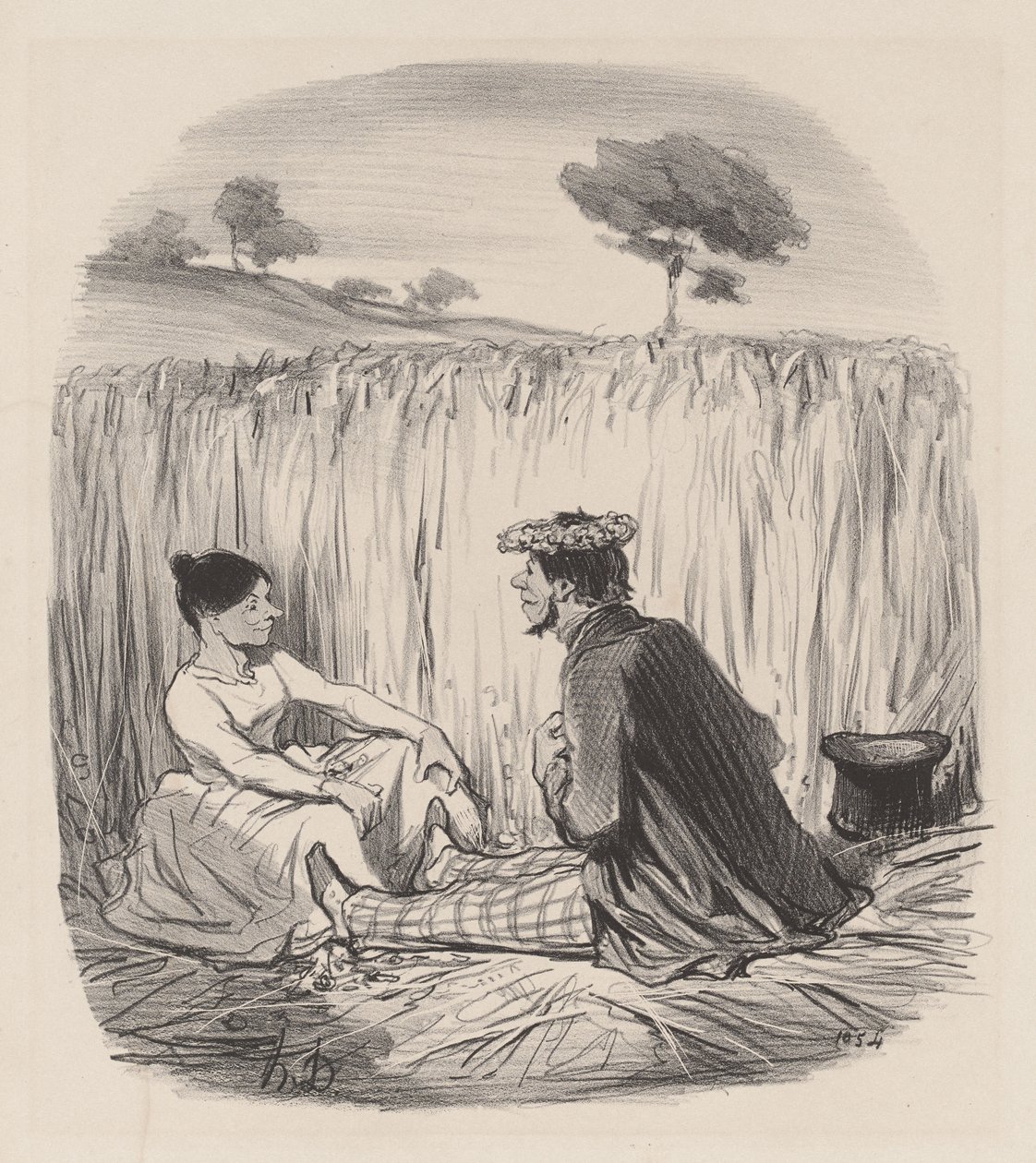 Un idilio entre el trigo de Honoré Daumier