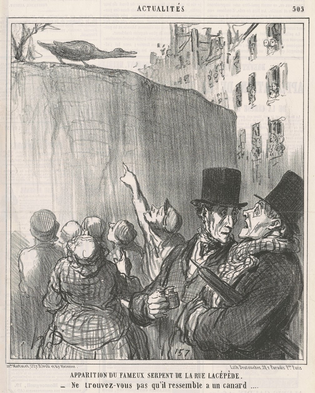 Aparición de... la serpiente de la calle Lacépède de Honoré Daumier