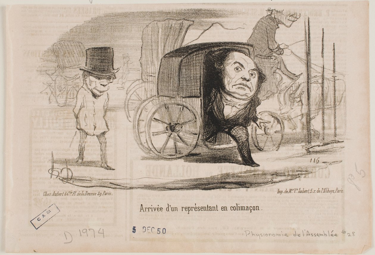 Llegada de un diputado en un carruaje, llamado un caracol de Honoré Daumier