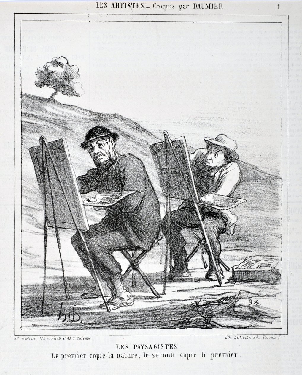 Serie LES ARTISTS Les paysagistes. “El primero copia la naturaleza, el segundo copia al primero” de Honoré Daumier
