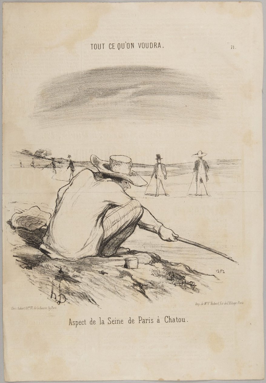 Vista del Sena desde París hasta Chatou, número 71 de la serie «Tout ce qu’on voudra» de Le Charivari de Honoré Daumier