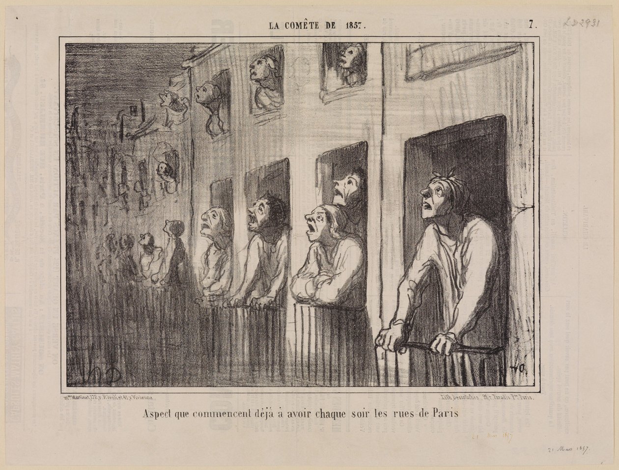 Aspecto que ya empiezan a tener cada noche las calles de París (La Comète de 1857, lámina 7) de Honoré Daumier