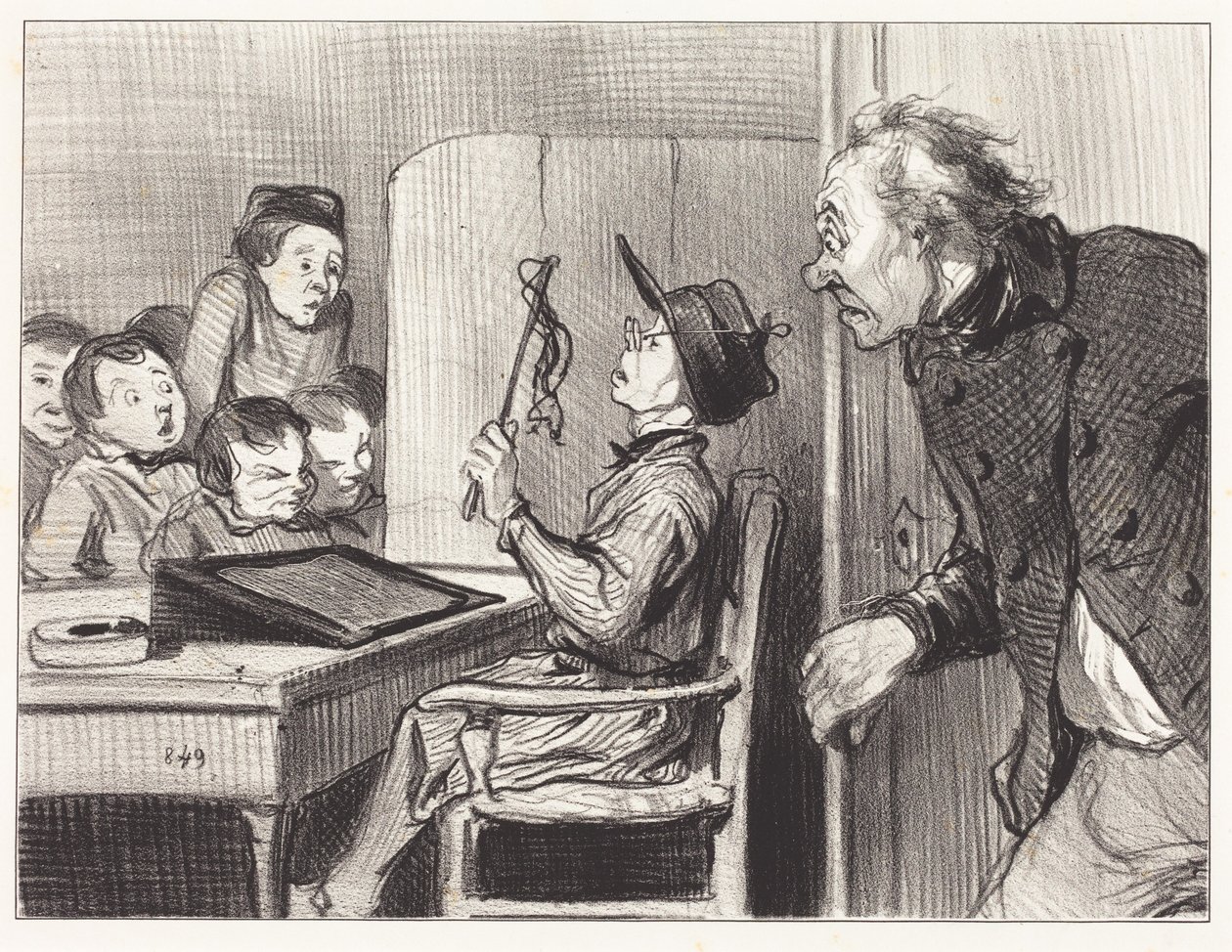 Espera... te voy a dar... del maestro de escuela de Honoré Daumier