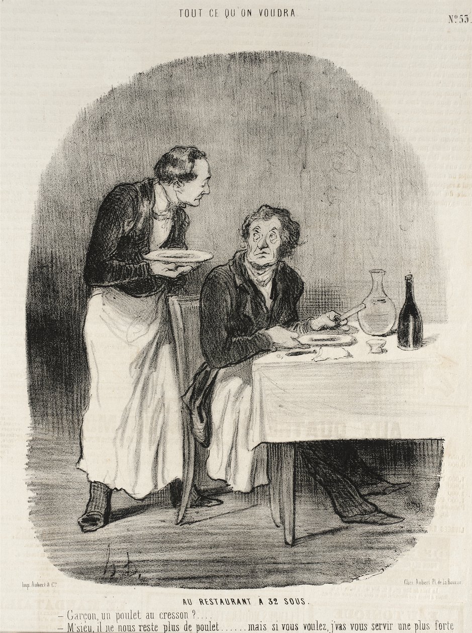 En el restaurante por 32 sous de Honoré Daumier