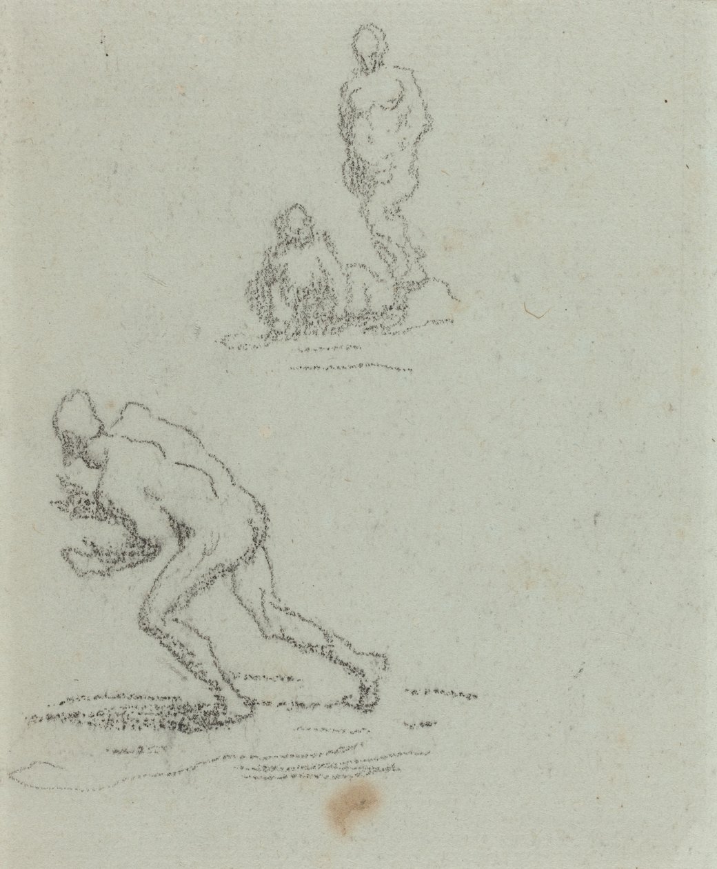 Bañistas (tiza negra sobre papel verjurado verde) de Honore Daumier