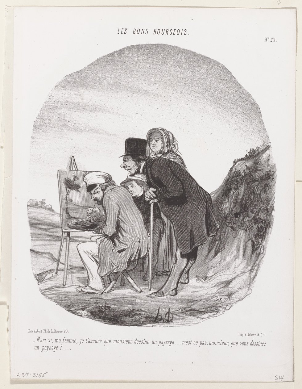 Pero sí, esposa mía, le aseguro que el señor está dibujando un paisaje ... es un paisaje, señor, ¿no es así? de Honoré Daumier