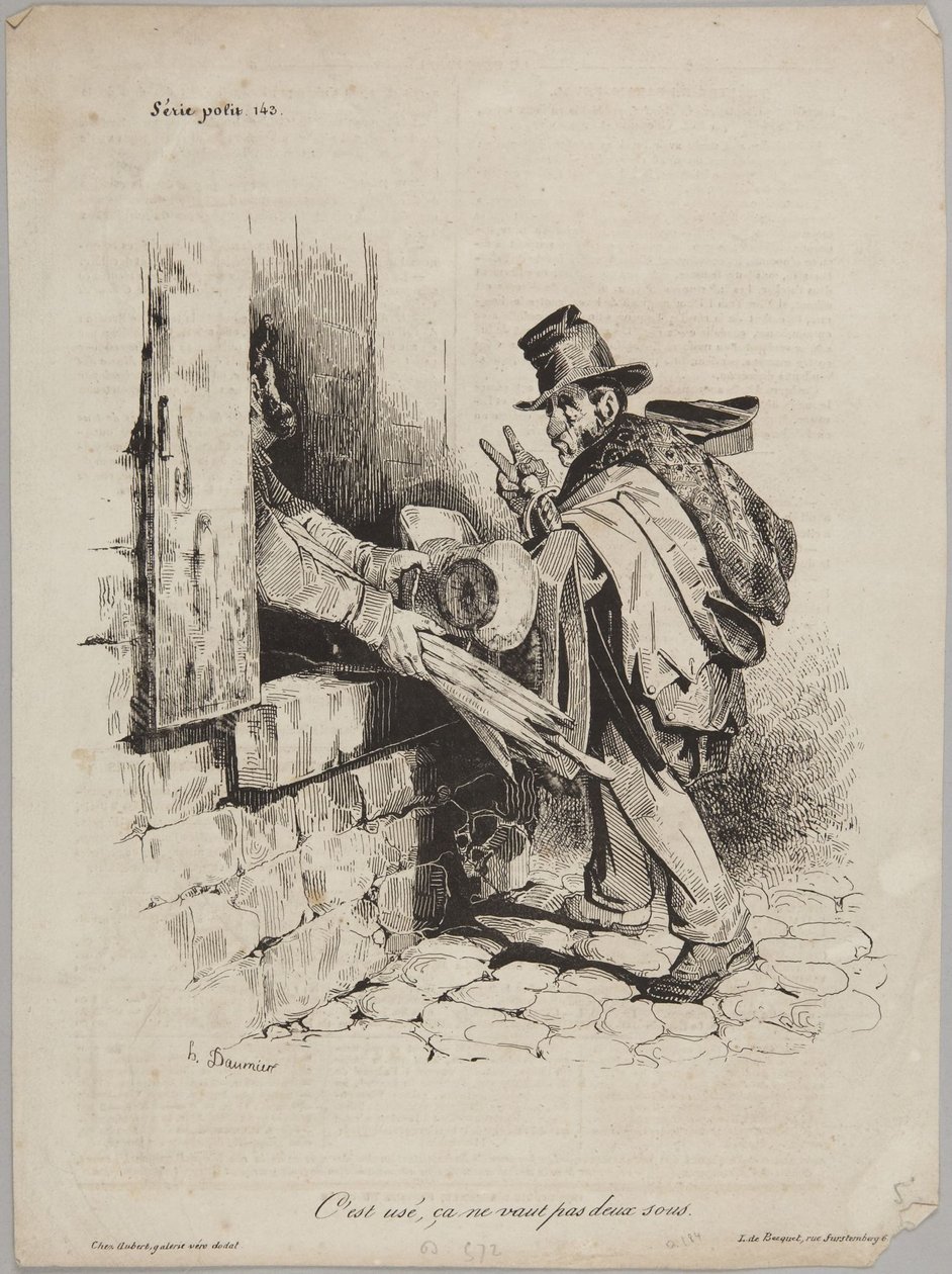Está gastado, no vale ni dos céntimos, número 143 de la serie «Série Politique» de Le Charivari de Honoré Daumier
