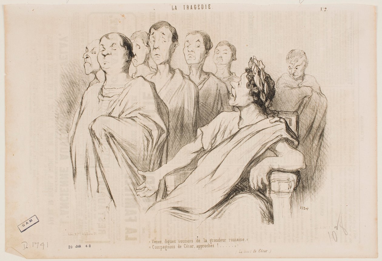 ¡Venid, dignos pilares de la grandeza romana... amigos de César, acercaos! de Honoré Daumier