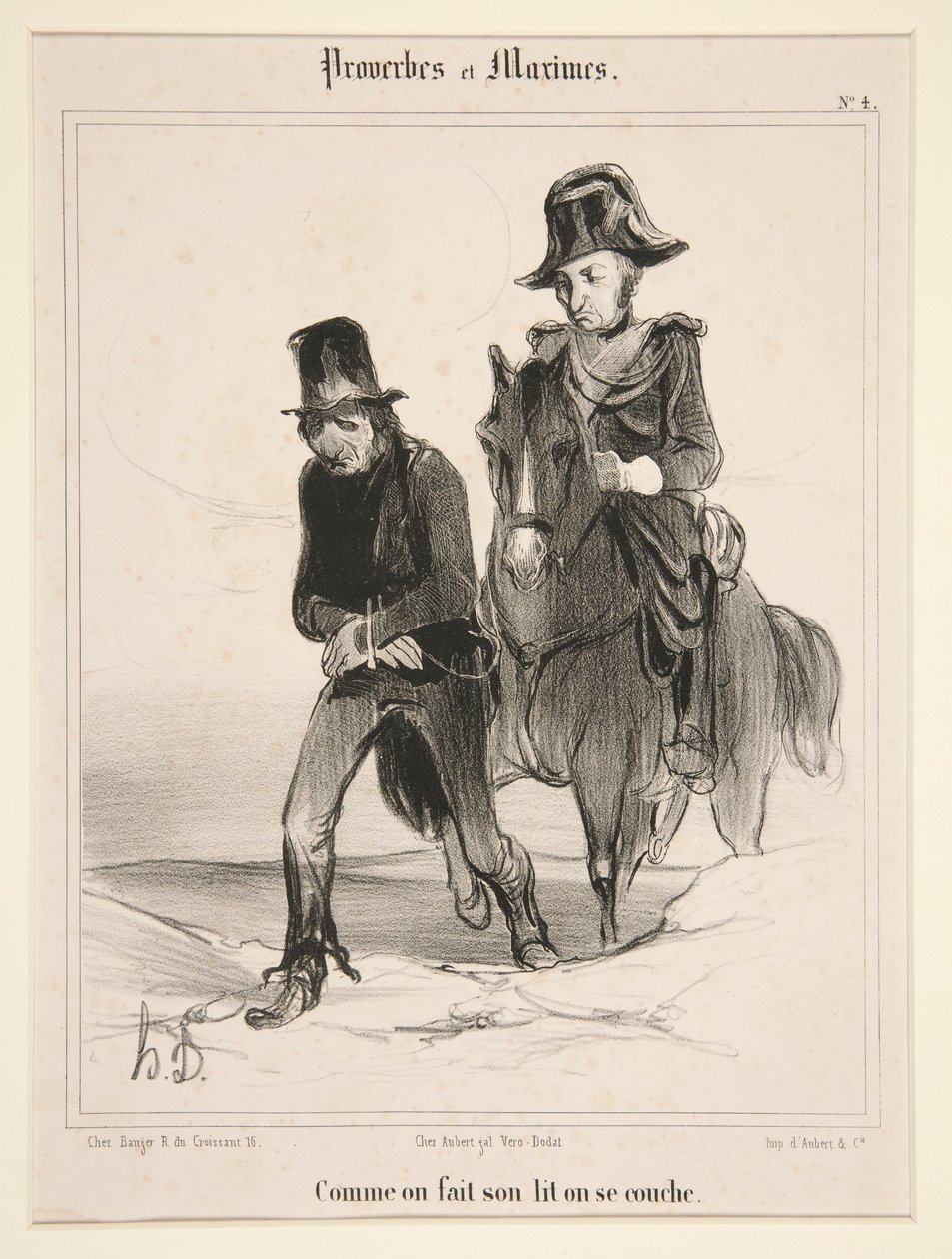 «Como uno se acuesta, así se acuesta», lámina 4 de «Proverbios y máximas» de Honoré Daumier